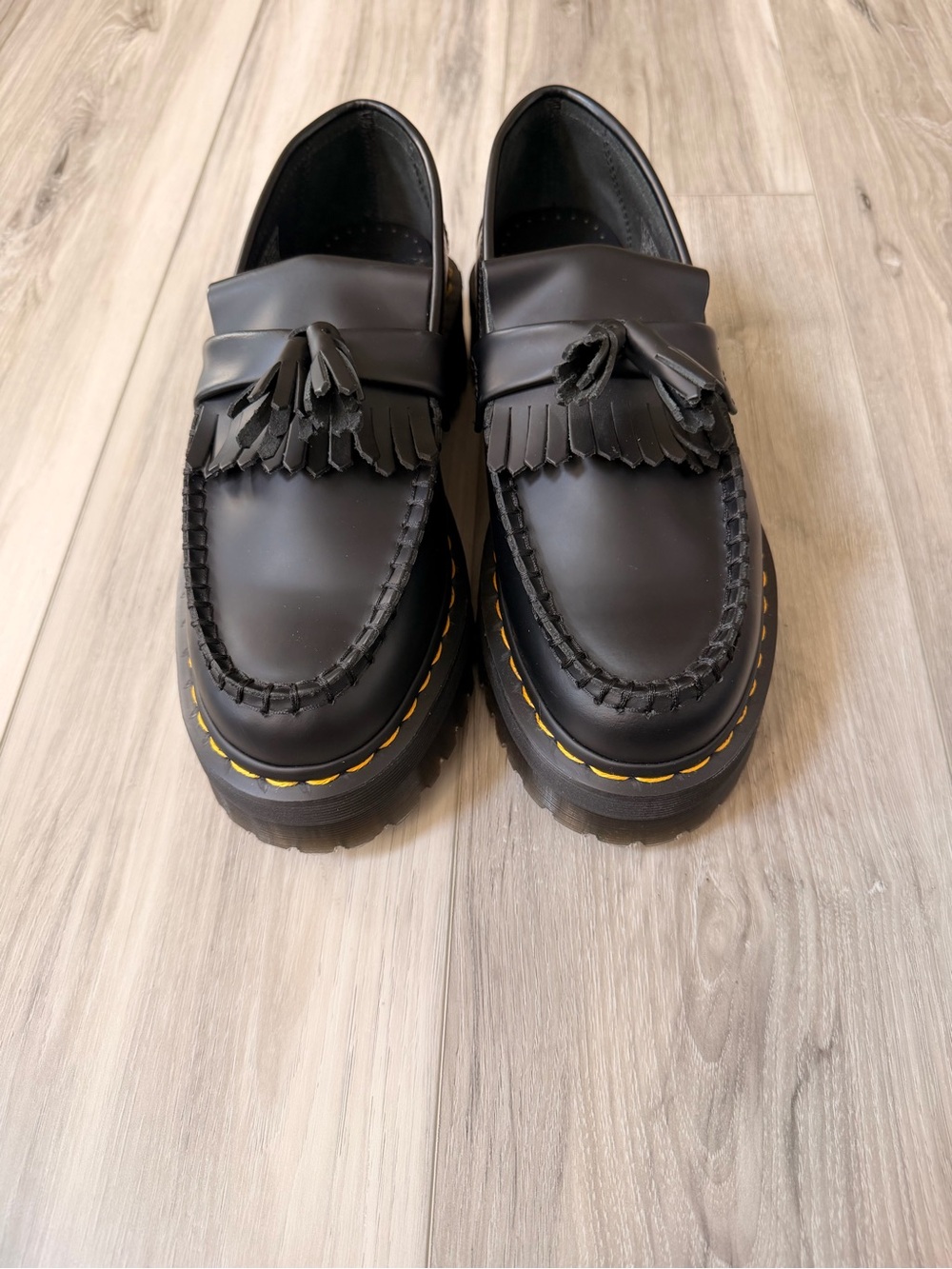 Dr. Martens Adrian Quad Tassel Platform Loafers Black Leather Men’s 8 EU 41